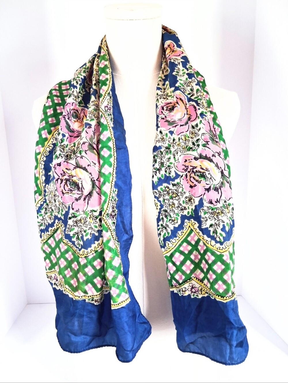 1960's Vintage Silk Scarf Long Floral Sally Gee